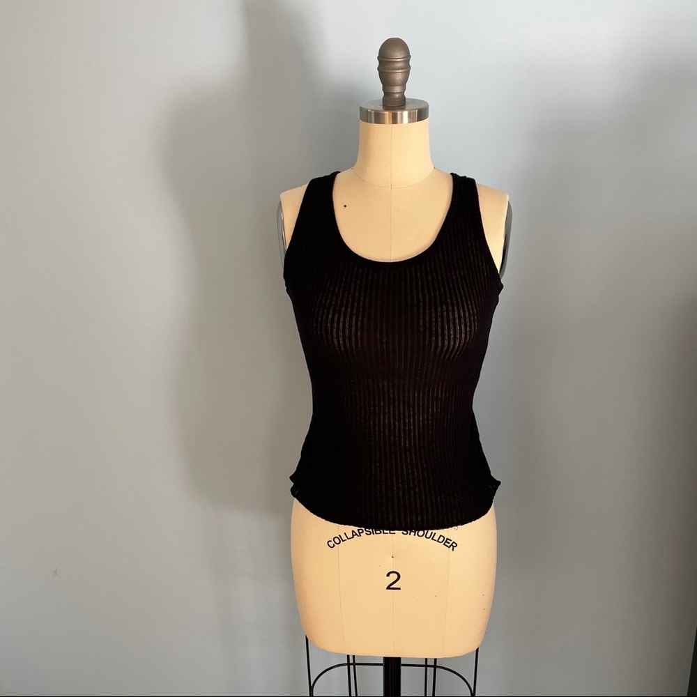 Forever 21 Black Ribbed Tank Top Size M